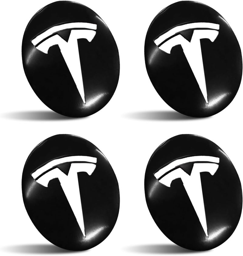 Knomix 4 Pack Aluminum Waterproof Wheel Cover Center Emblem Sticker for Tesla Model 3 Model Y 56mm Hubcaps Wheel Rim Cover (Matte Black+Silver Emblem) - Image 5
